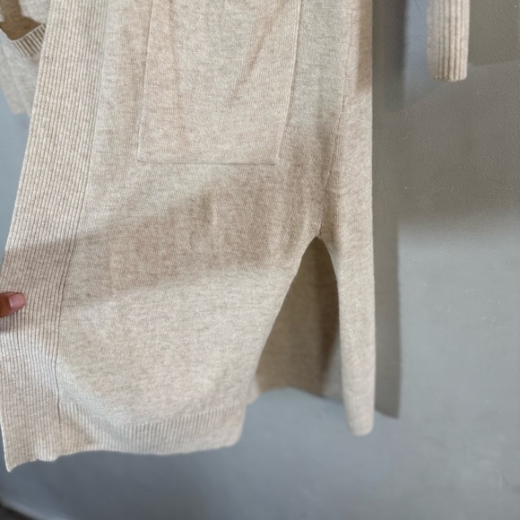 LOFT Cream Wool Blend Long Open Front Cardigan Sweater - Picture 4 of 8